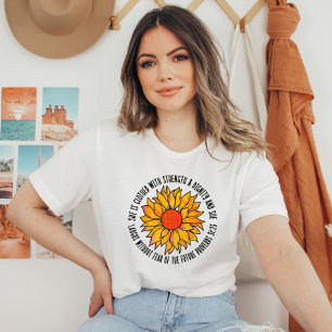 Süße Sonnenblumen-Schrift Bibelvers Sprüche 31 T-Shirt