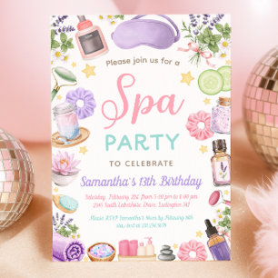 Süße Spa Verwöhnparty Mädchen Geburtstag Einladung