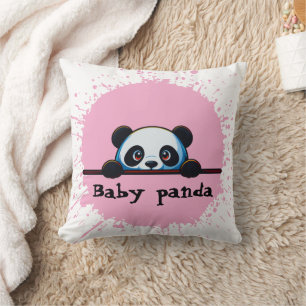 Süße spähende Baby-Panda-Rosé-Spritzdecke-Kissen Kissen