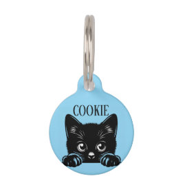 Süße spähende Katze Personalisiert  Haustiermarke