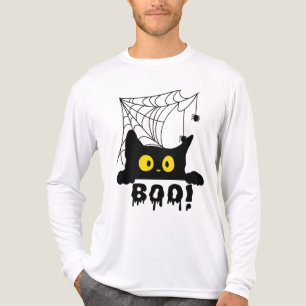 Süße spähende schwarze Katze Spinnennetz Buh Tri-Blend Shirt