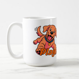 Süße spielerische Welpen-Cartoon-Kunst mit Play-Ty Kaffeetasse