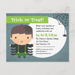 Süße Spinne Jungen Kinder Halloween-Party-Einladun Einladung