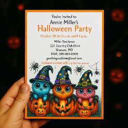 Süße Spinnen-Kürbis-Halloween-Party-Einladung Einladung