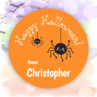Süße Spinnen Party Favor Orange Frohes Halloween Runder Aufkleber