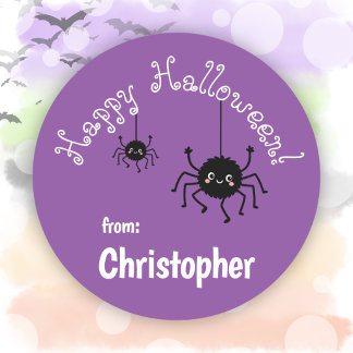 Süße Spinnen Party Favor Violet Frohes Halloween Runder Aufkleber