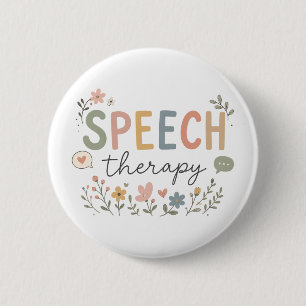 Süße Sprachtherapie Florale SLP Sprach- und Sprach Button