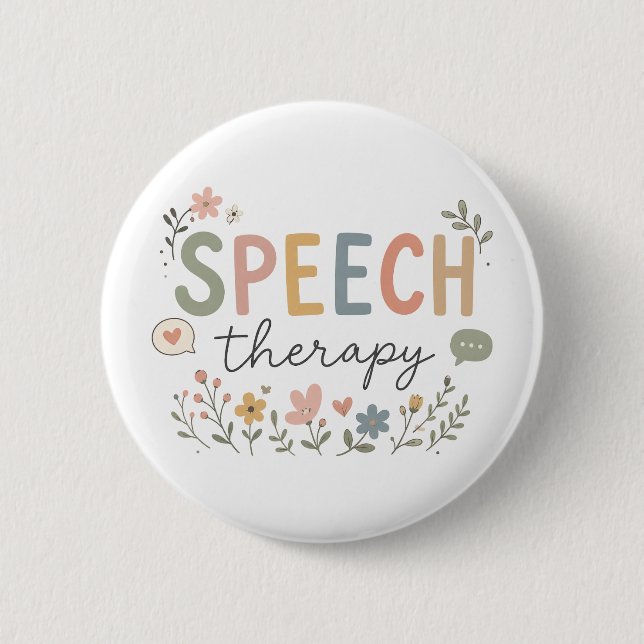 Süße Sprachtherapie Florale SLP Sprach- und Sprach Button (Vorderseite)