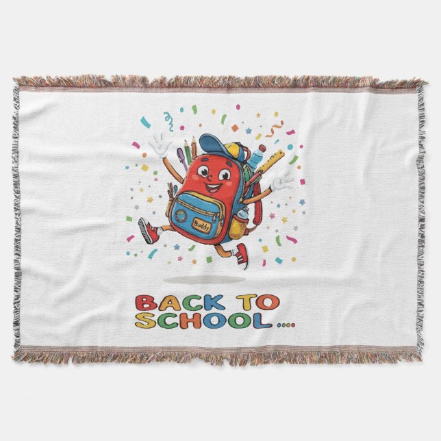 Süße springende Schultasche, Back-to-School-Design Decke (Vorderseite)