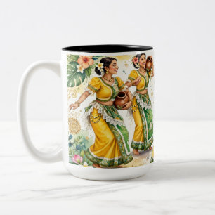 Süße Sri-Lankische Kandyan-Tänzer-Tasse. Zweifarbige Tasse