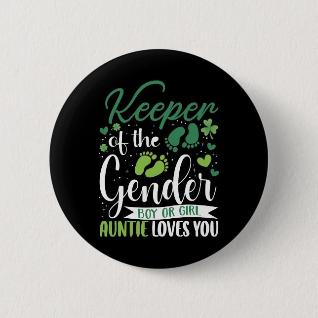 Süße St. Patrick's Day Hüterin des Geschlechts Tan Button (Vorderseite)