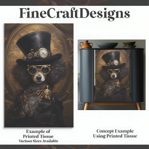 Süße Steampunk-Hund-mit-Hut-Malerei D3L Decoupage Seidenpapier