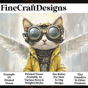 Süße Steampunk-Katze mit Flügeln, Rain AX9 Decoupa Seidenpapier
