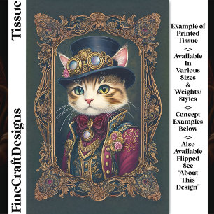 Süße Steampunk-Katze, Zylinder, Rahmen DG4L Decoup Seidenpapier