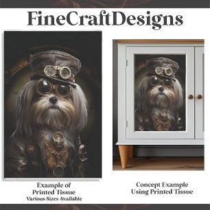 Süße Steampunk-Shih-Tzu-Hund-Malerei D4R Decoupage Seidenpapier