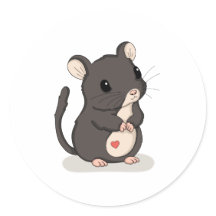 Süße stehende Maus mit Herz Kawaii-Tier-Aufkleber