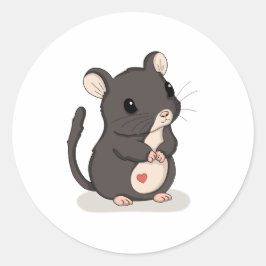 Süße stehende Maus mit Herz Kawaii-Tier-Aufkleber Runder Aufkleber