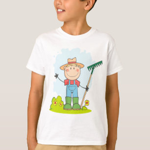 süße Stockfigur Junge Gärtner Bauer T-Shirt