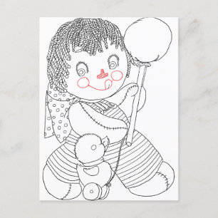 Süße Stoffpuppe-Enten-Spielzeug handgezeichnete Ku Postkarte
