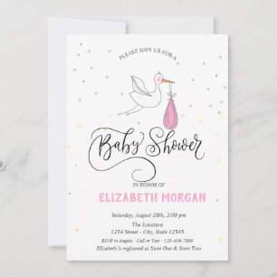 Süße Storch Sterne Baby Shower Einladung