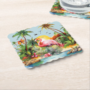 Süße Strand rosa Flamingo Liebhaber Untersetzer