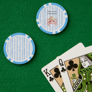 Süße Strand-Rosa lächelnde Krabbe mit Hut Pokerchips