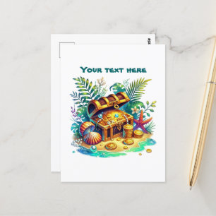 Süße Strand-Schatzkiste zum Anpassen Postkarte