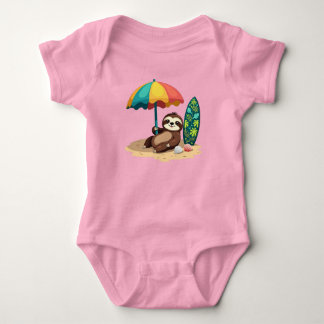 Süße Strandfaultier-Text hinzufügen Baby Strampler