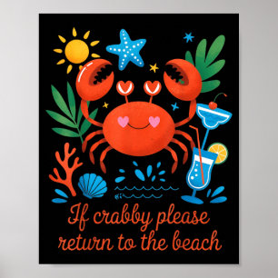 Süße Strandkrabbe Lustiger Sommerurlaub Ozeanliebh Poster