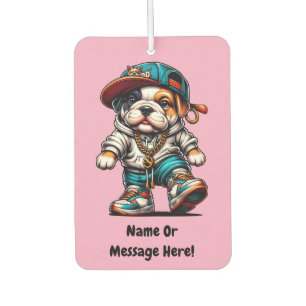 Süße Streetwear-Bulldogge personalisierbar Autolufterfrischer