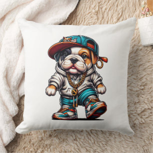 Süße Streetwear-Bulldoggen-Welpen-Babyzimmer 50cm Kissen