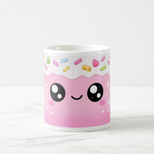 Süße Streusel und lächelndes Gesicht Design/Rosa u Kaffeetasse