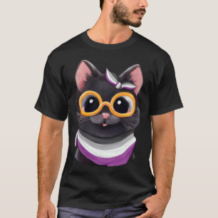 Süße subtile asexuelle Pride-Flaggen-Katze mit Ace T-Shirt