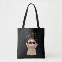 Süße "Super Girl"-Illustration Tote Unique Islamic