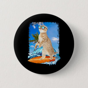 Süße Surfen Hawaiianische Katze Liebhaber Surfer S Button