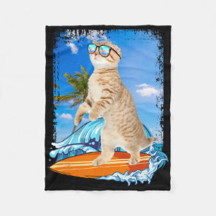 Süße Surfen Hawaiianische Katzenliebhaber Surfer S Fleecedecke