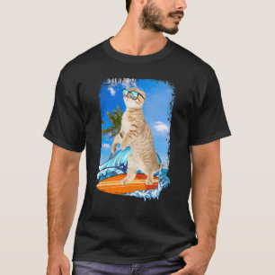 Süße surft Hawaii-Katze Surfer Strand Sommerferie T-Shirt