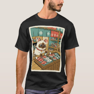 Süße Sushi-Markt-Katzen-Illustration T-Shirt