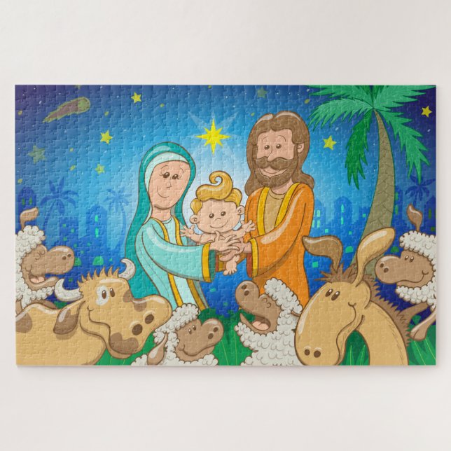 Süße Szene der Geburt Christi des Babys Jesus (Horizontal)