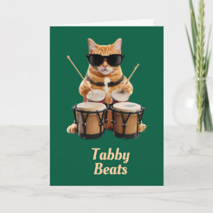 Süße Tabby-Bongospieler-Grußkarte Karte