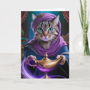 Süße Tabby-Dschinn-Grußkarte Karte