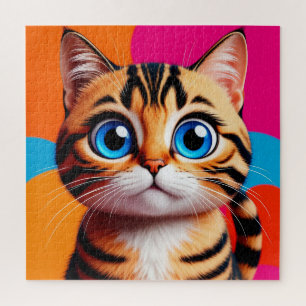 Süße Tabby-Katzenporträt mit großen blauen Augen