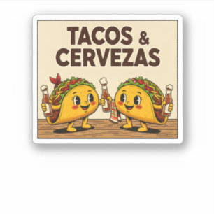 Süße Tacos & Cervezas Lustige mexikanische Lebensm Aufkleber