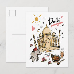 Süße Taj Mahal Indien Doodle-Kunst Postkarte