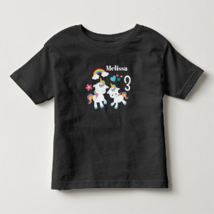Süße tanzende Einhörner Magischer Regenbogen Gebur Kleinkind T-shirt