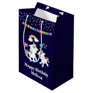 Süße tanzende Einhörner Magischer Regenbogen & Ste Mittlere Geschenktüte