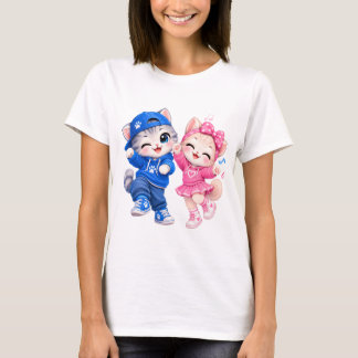 Süße tanzende Katzen Frauen T-Shirt | Kawaii Katze