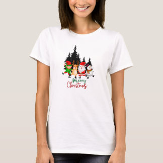Süße tanzende Weihnachtsmannschaft mit Santa, Rent T-Shirt