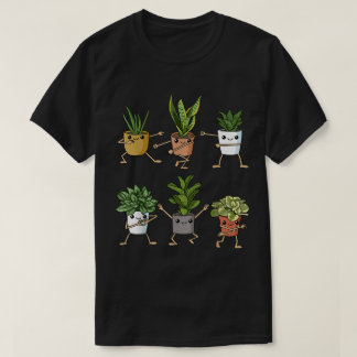 Süße tanzende Zimmerpflanzen Cartoon-Design T-Shirt