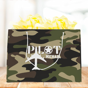 Süße Tarnung Pilot-Typografie, personalisiert Große Geschenktüte